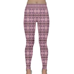 Cute Flowers Vine Pattern Pastel Coral Classic Yoga Leggings by BrightVibesDesign