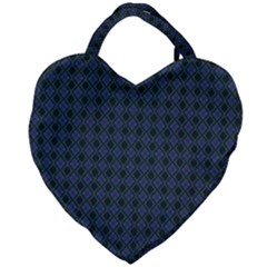 Argyle Dark Purple Black Pattern Giant Heart Shaped Tote by BrightVibesDesign