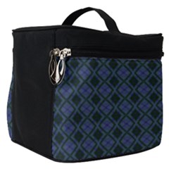 Argyle Dark Purple Black Pattern Make Up Travel Bag (small) by BrightVibesDesign