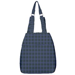 Argyle Dark Purple Black Pattern Center Zip Backpack by BrightVibesDesign