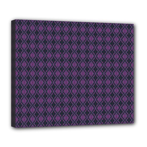 Argyle Dark Pink Black Pattern Deluxe Canvas 24  x 20  (Stretched)