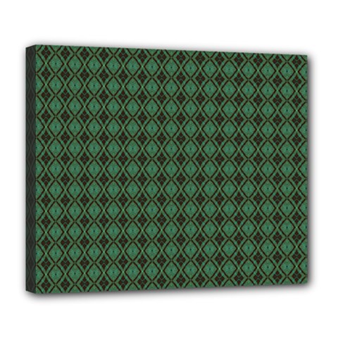 Argyle Dark Green Brown Pattern Deluxe Canvas 24  X 20  (stretched) by BrightVibesDesign