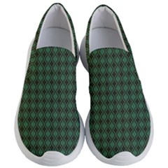 Argyle Dark Green Brown Pattern Women s Lightweight Slip Ons by BrightVibesDesign