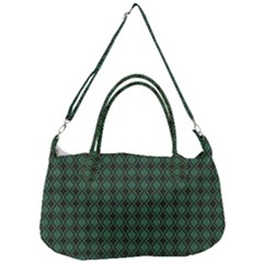 Argyle Dark Green Brown Pattern Removal Strap Handbag by BrightVibesDesign