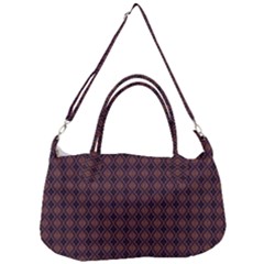 Argyle Dark Purple Yellow Pattern Removal Strap Handbag by BrightVibesDesign