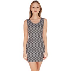 Ornate Oval Pattern Grey Black White Bodycon Dress