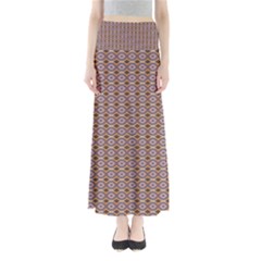 Ornate Oval  Pattern Yellow Blue Full Length Maxi Skirt by BrightVibesDesign