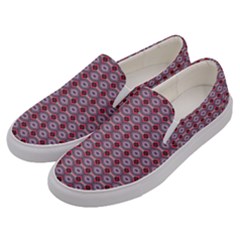 Ornate Oval  Pattern Red Pink Men s Canvas Slip Ons by BrightVibesDesign