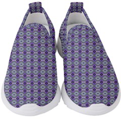 Ornate Oval Pattern Purple Green Kids  Slip On Sneakers by BrightVibesDesign