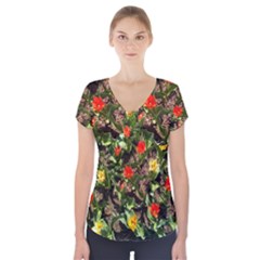 Tulips In April Short Sleeve Front Detail Top by Riverwoman