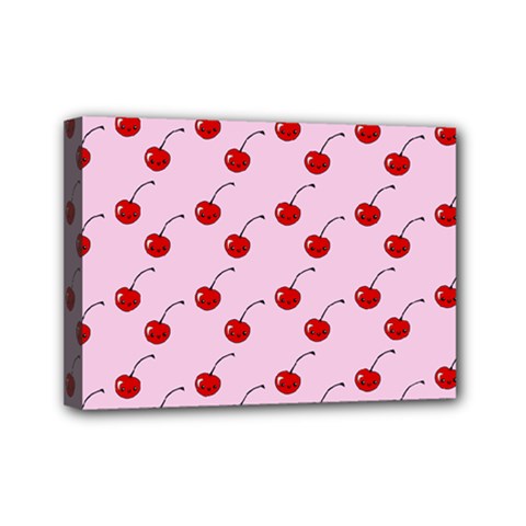 Kawaii Cherries Red Pattern Mini Canvas 7  X 5  (stretched) by snowwhitegirl