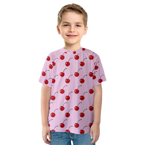 Kawaii Cherries Red Pattern Kids  Sport Mesh Tee by snowwhitegirl