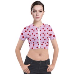 Kawaii Cherries Red Pattern Short Sleeve Cropped Jacket by snowwhitegirl