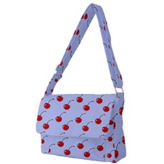 Kawaii Cherries Blue Pattern Full Print Messenger Bag