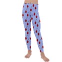 Kawaii Cherries Blue Pattern Kids  Lightweight Velour Leggings View1