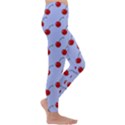 Kawaii Cherries Blue Pattern Kids  Lightweight Velour Leggings View3