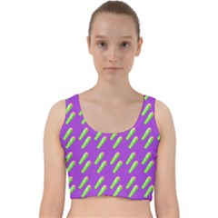 Ice Freeze Purple Pattern Velvet Racer Back Crop Top