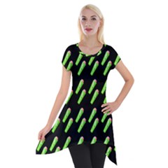 Ice Freeze Black Pattern Short Sleeve Side Drop Tunic by snowwhitegirl