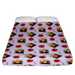Doll And Cherries Pattern Fitted Sheet (king Size) by snowwhitegirl