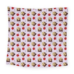 Doll And Cherries Pattern Square Tapestry (large)