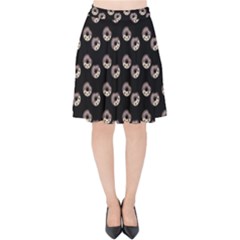 Kawaii Dougnut Black Pattern Velvet High Waist Skirt by snowwhitegirl