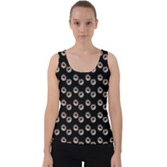 Kawaii Dougnut Black Pattern Velvet Tank Top by snowwhitegirl