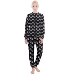 Kawaii Dougnut Black Pattern Women s Lounge Set by snowwhitegirl