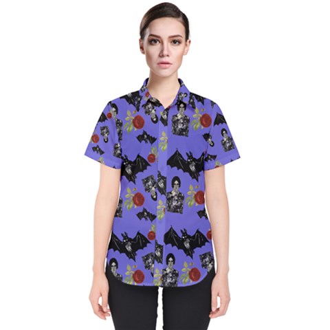 Goth Bat Floral Women s Short Sleeve Shirt by snowwhitegirl