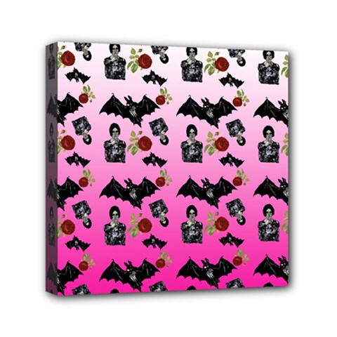 Pink Gradient Bat Pattern Mini Canvas 6  X 6  (stretched)