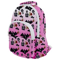 Pink Gradient Bat Pattern Rounded Multi Pocket Backpack by snowwhitegirl