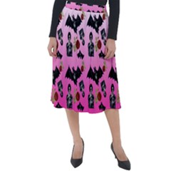 Pink Gradient Bat Pattern Classic Velour Midi Skirt  by snowwhitegirl