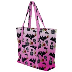 Pink Gradient Bat Pattern Zip Up Canvas Bag by snowwhitegirl