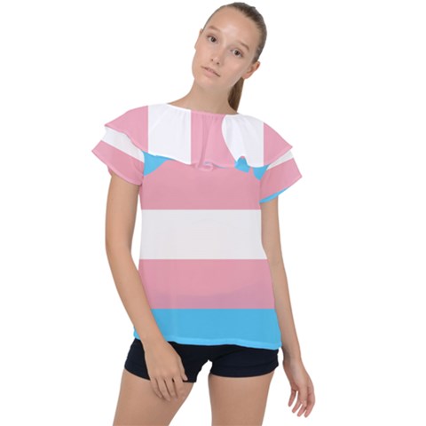 Transgender Pride Flag Ruffle Collar Chiffon Blouse by lgbtnation