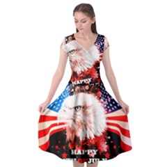 Happy 4th Of July Cap Sleeve Wrap Front Dress by FantasyWorld7