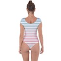 Horizontal pinstripes in soft colors Short Sleeve Leotard  View2