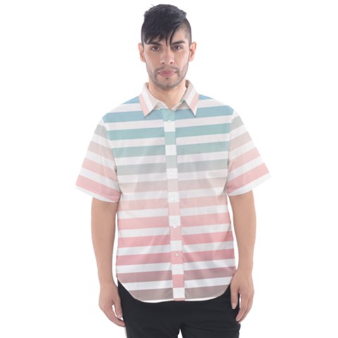 Horizontal Pinstripes In Soft Colors Men s Short Sleeve Shirt by shawlin