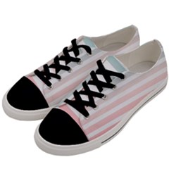 Horizontal Pinstripes In Soft Colors Men s Low Top Canvas Sneakers by shawlin