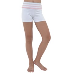 Horizontal Pinstripes In Soft Colors Kids  Lightweight Velour Yoga Shorts