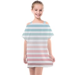 Horizontal Pinstripes In Soft Colors Kids  One Piece Chiffon Dress by shawlin