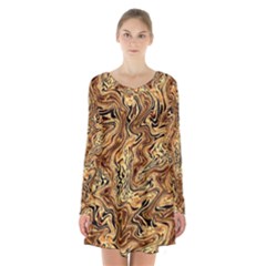 Safari 1 Long Sleeve Velvet V-neck Dress