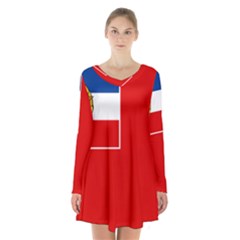 Naval Ensign Of Yugoslavia, 1949-1993 Long Sleeve Velvet V-neck Dress by abbeyz71