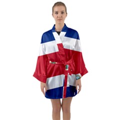 National Flag Of Costa Rica Long Sleeve Kimono Robe by abbeyz71