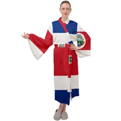 National Flag Of Costa Rica Maxi Tie Front Velour Kimono by abbeyz71