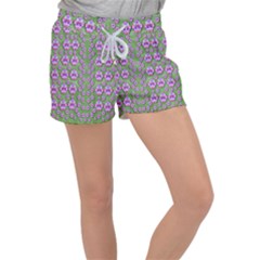 Fantasy Flowers Dancing In The Green Spring Women s Velour Lounge Shorts