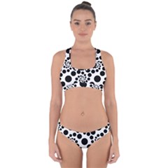 Dot Dots Round Black And White Cross Back Hipster Bikini Set by Nexatart
