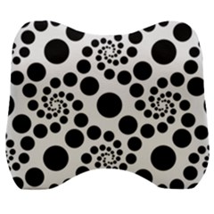 Dot Dots Round Black And White Velour Head Support Cushion