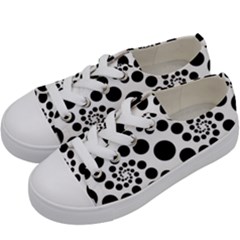 Dot Dots Round Black And White Kids  Low Top Canvas Sneakers