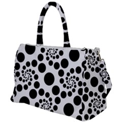 Dot Dots Round Black And White Duffel Travel Bag by Nexatart