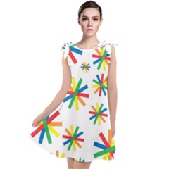 Celebrate Pattern Colorful Design Tie Up Tunic Dress by Nexatart