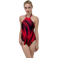 Background Red Color Swirl Go With The Flow One Piece Swimsuit by Nexatart